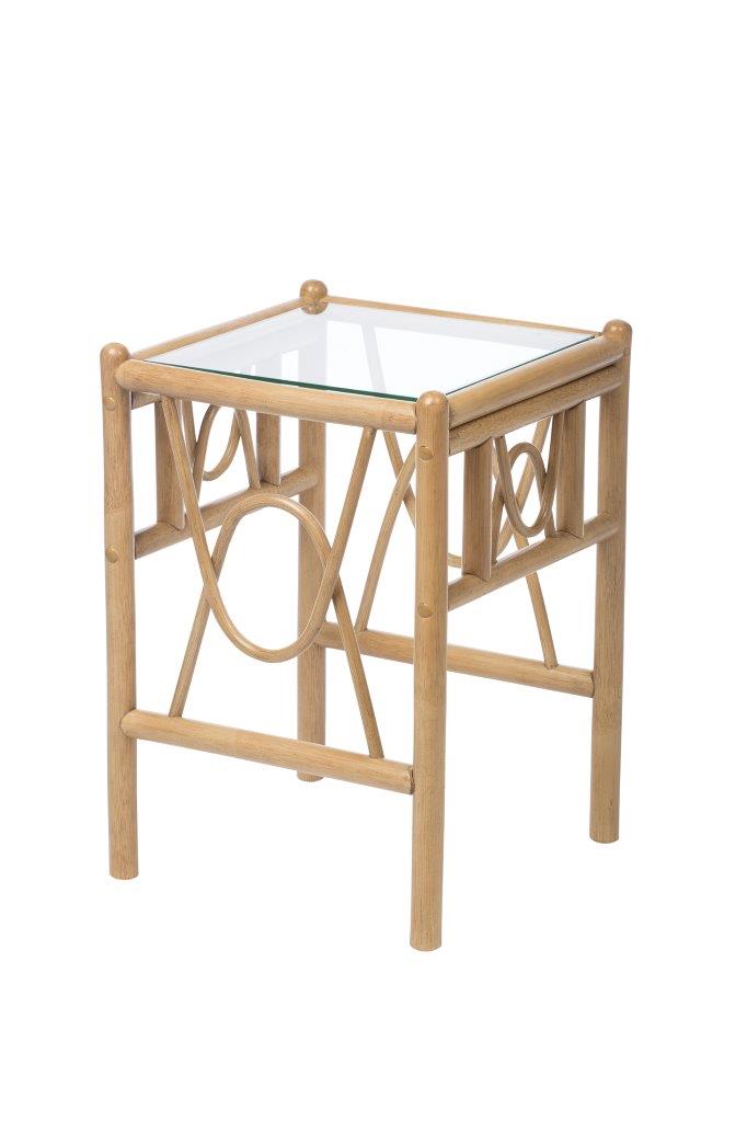 Bali Light Oak Cane Lamp Table