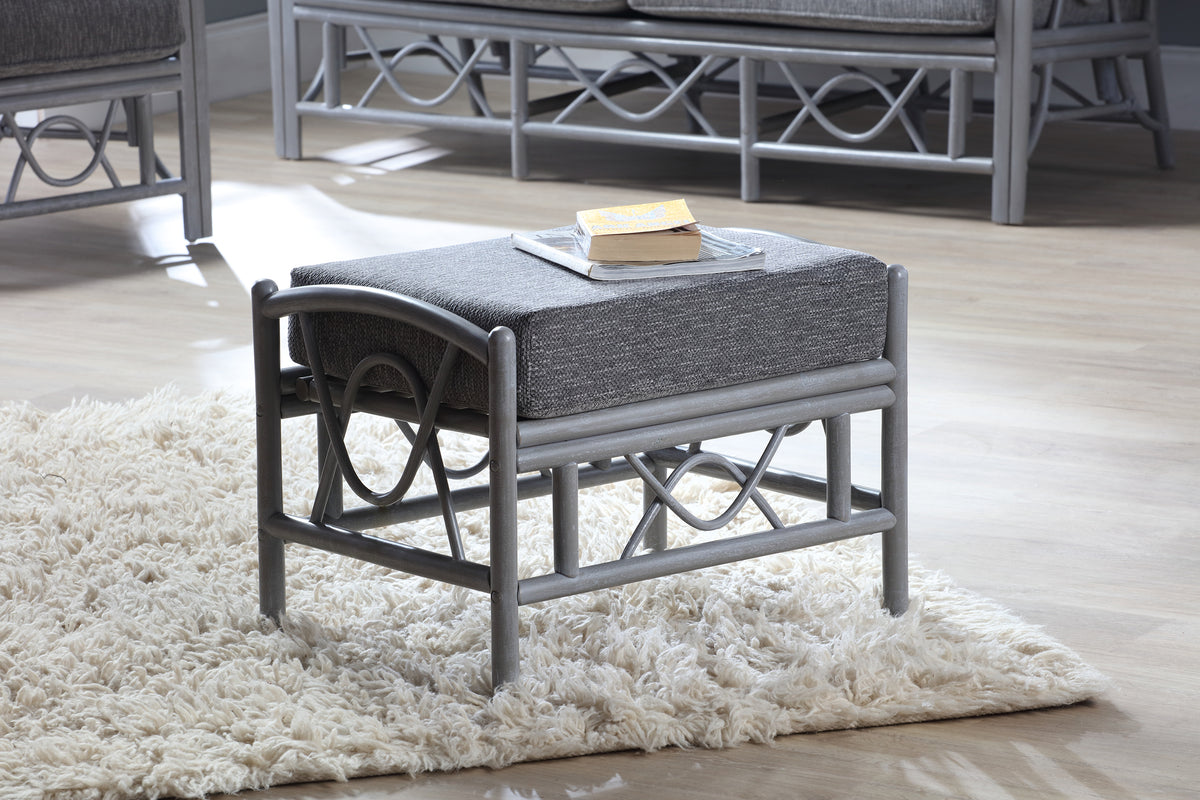 Bali Grey Cane Footstool
