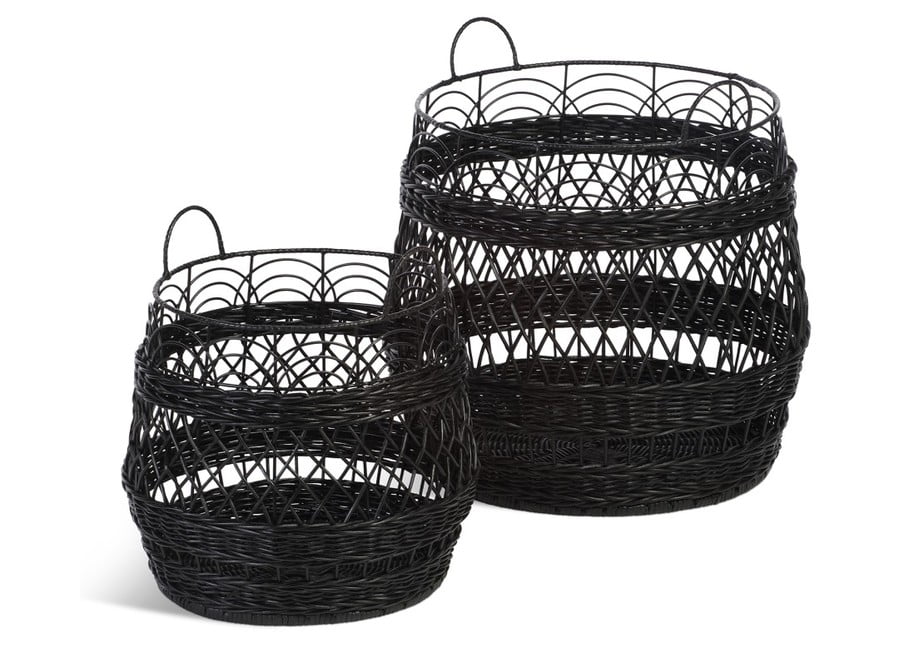 BLACK-STORAGE-Rattan-BASKET-SET-OF-2