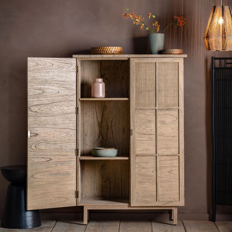 Kyrono Tall 2 Door Cupboard Oak Cabinet