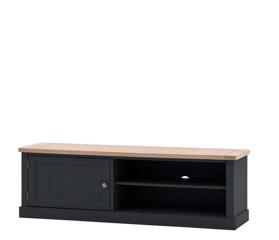 Elden Dark Grey Media TV Unit with Wooden Top