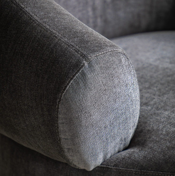 Avalon Upholstered Rounded Lounge Chair in Dark Grey