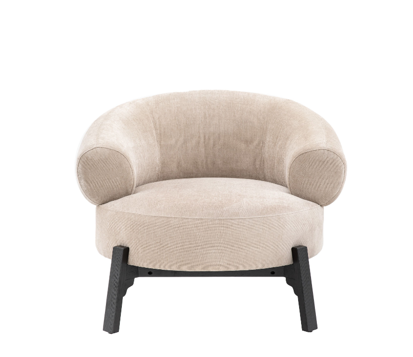 Avalon Upholstered Rounded Lounge Chair in Cream