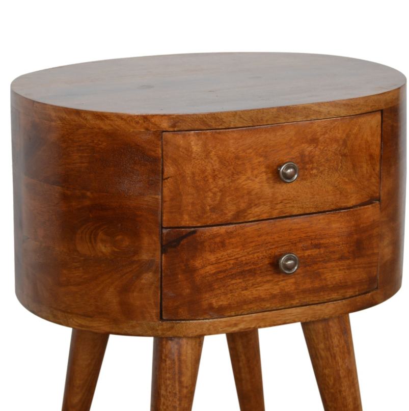 Chestnut Mango Wood 2 Drawer Bedside