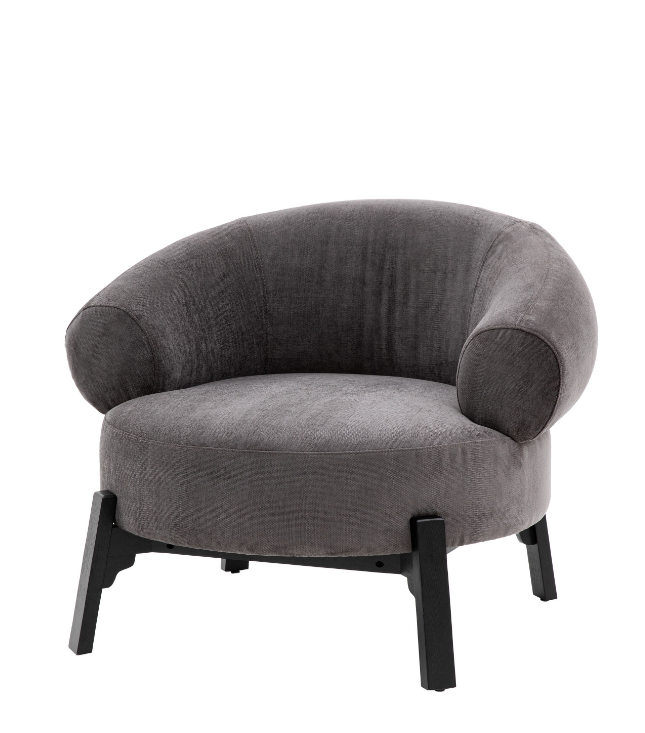 Avalon Upholstered Rounded Lounge Chair in Dark Grey