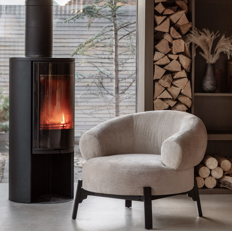 Avalon Upholstered Rounded Lounge Chair in Cream
