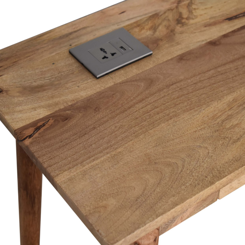 Mango Wood 2 Drawer Desk with Cable Access