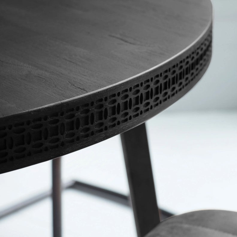 Baha Boutique Round Dining Table in Black