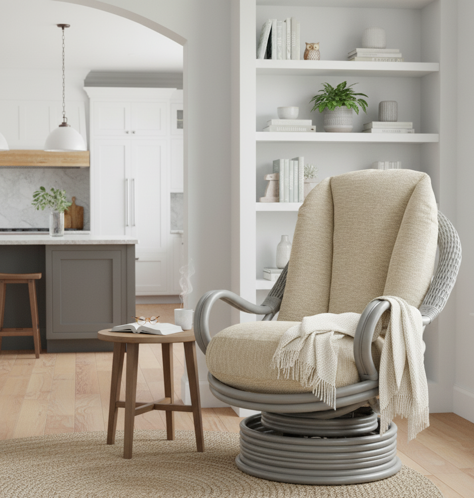 Grey Deluxe Swivel Rocker Chair