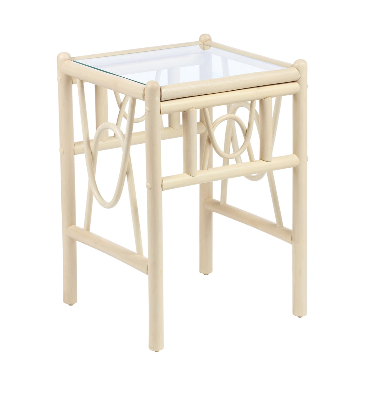 Bali Handcrafted Cane Lamp Table in Natural Wash