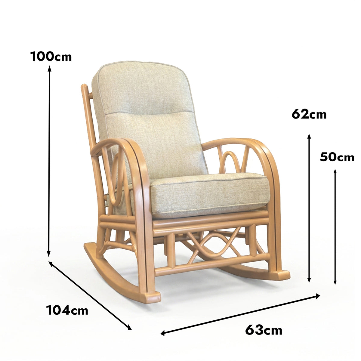 Bali Light Oak Cane Rocking Armchair