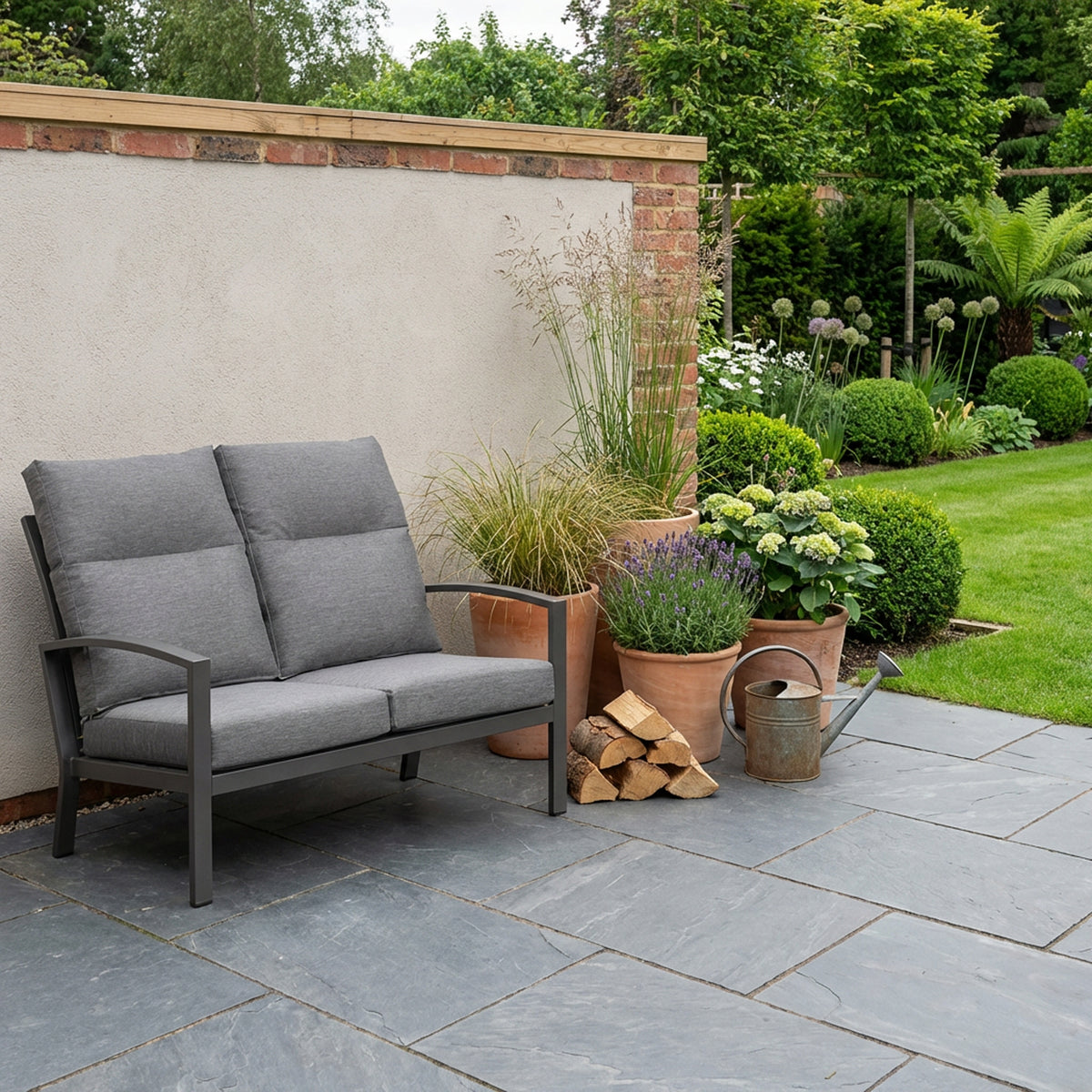 Bari Aluminium Outdoor 2 Seater Sofa in Grey