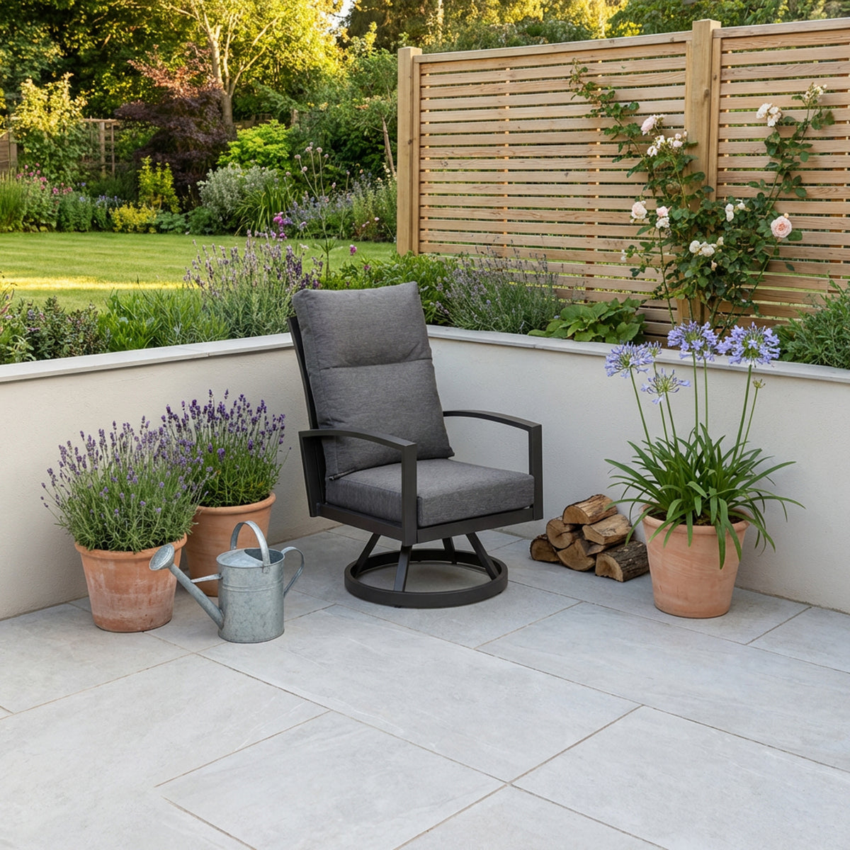 Bari Aluminium Outdoor Swivel Chair in Grey
