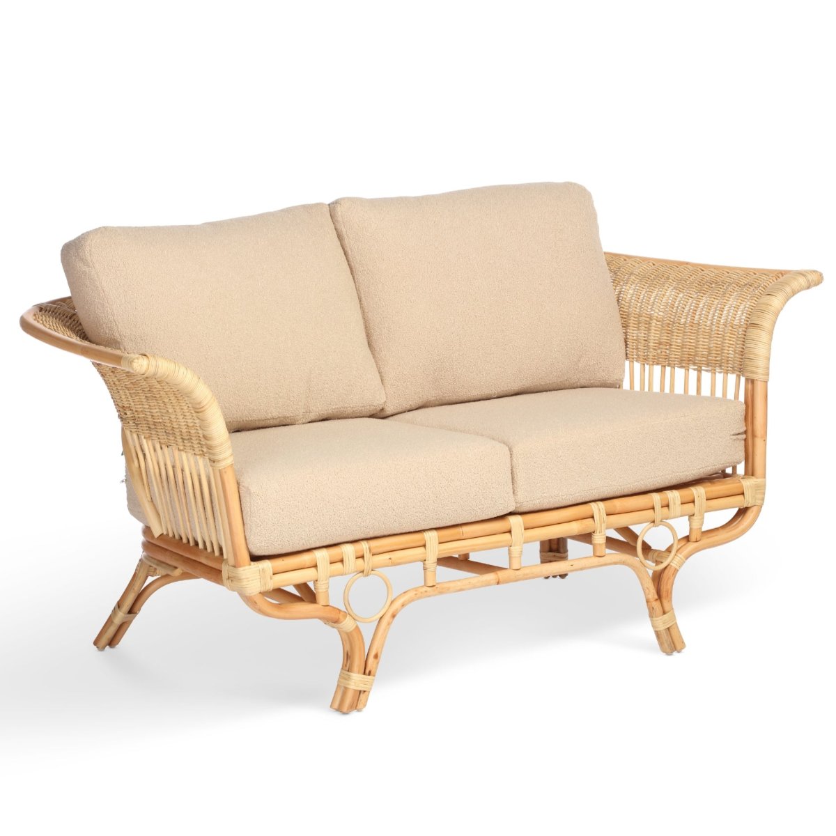 beijing 2 seater rattan sofa in latte