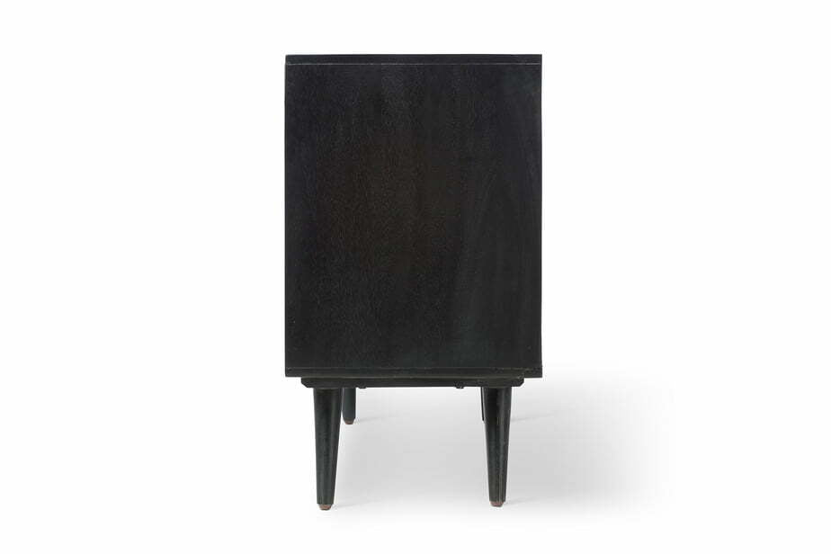 black 2 door cabinet side angle