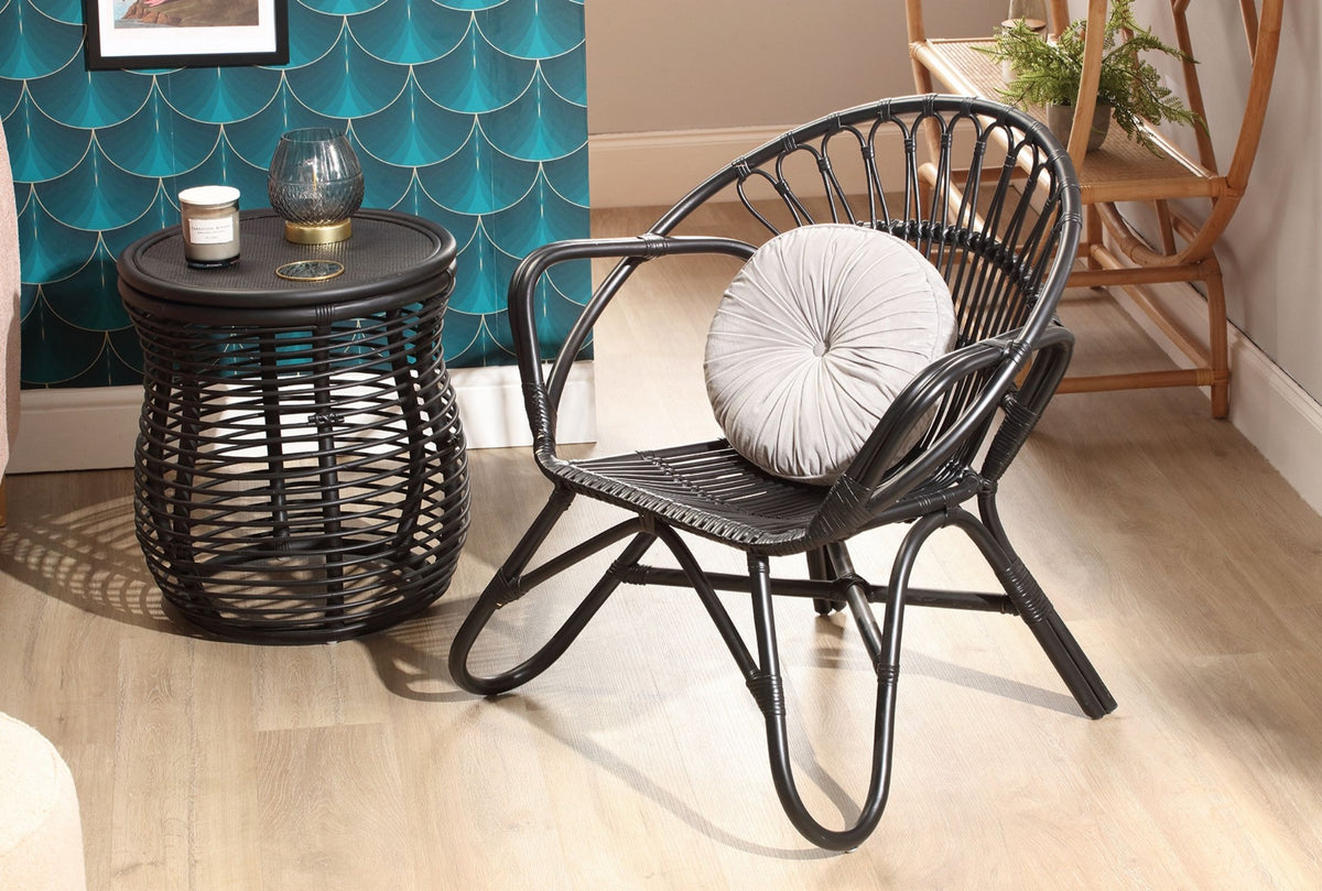 black nordic rattan chair