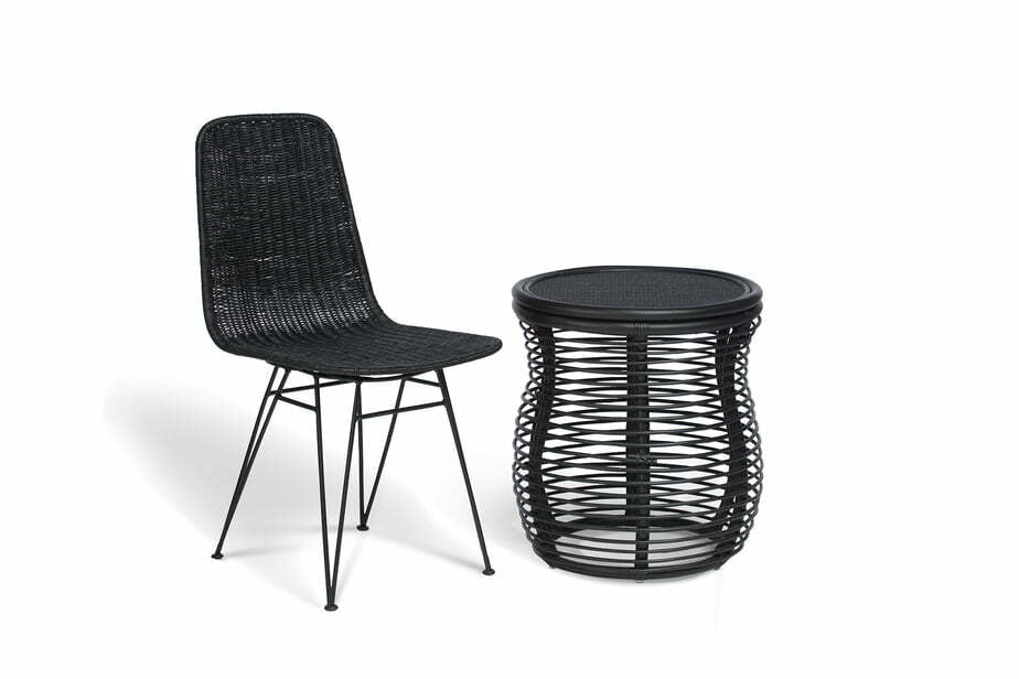 black porto dining chair and royal lamp table