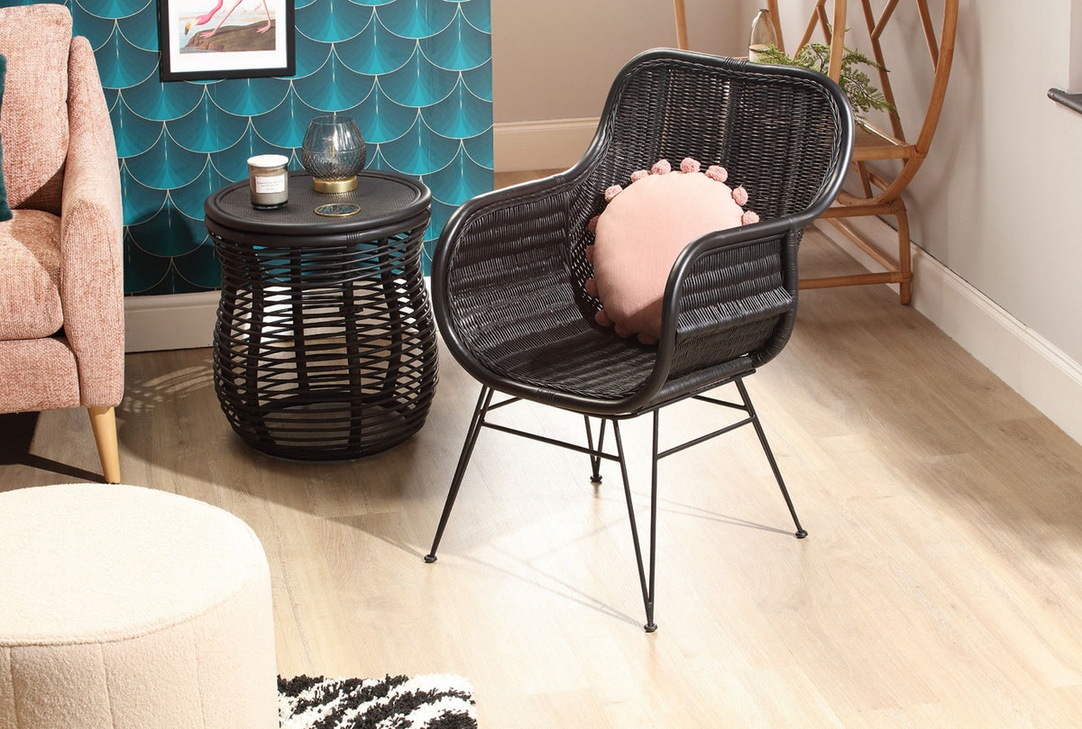 black porto rattan occassional chair