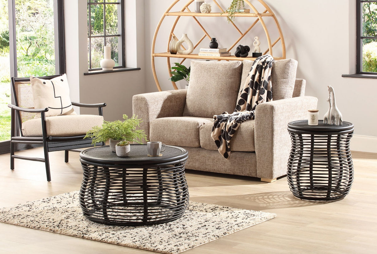 black royal rattan coffee table