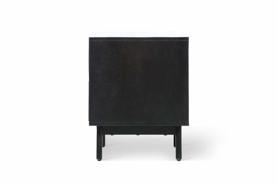 black bedside table side angle