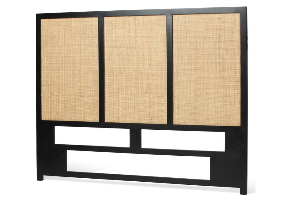 Rattan Mango Wood Black king headboard