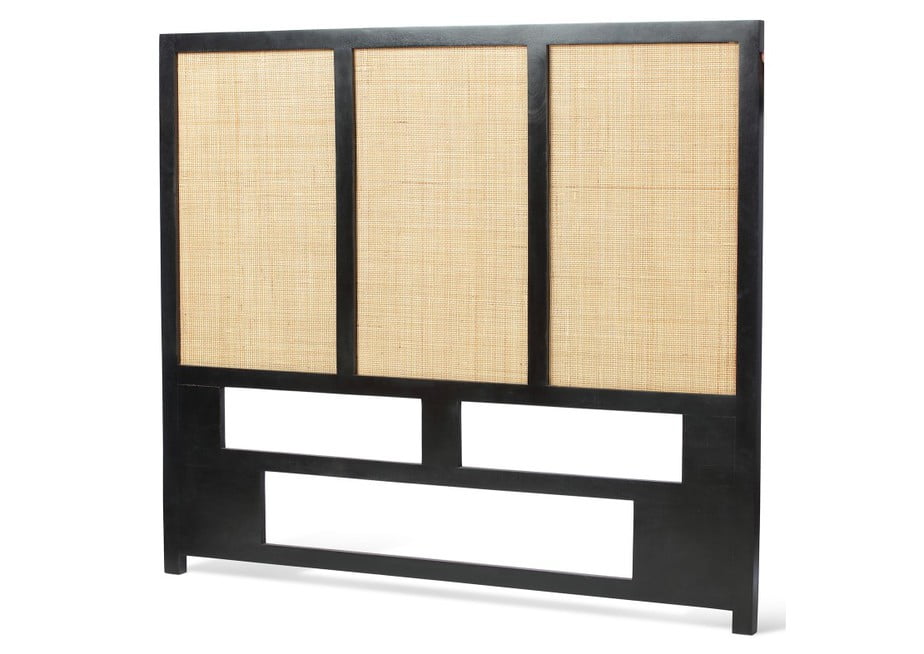 Venice Rattan Mango Wood Black queen headboard