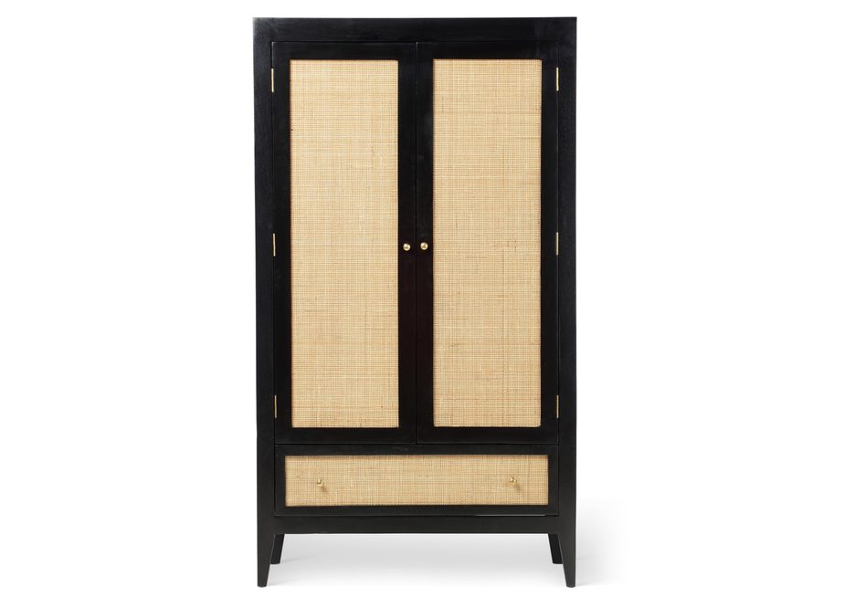 Rattan Mango Wood black Childs wardrobe