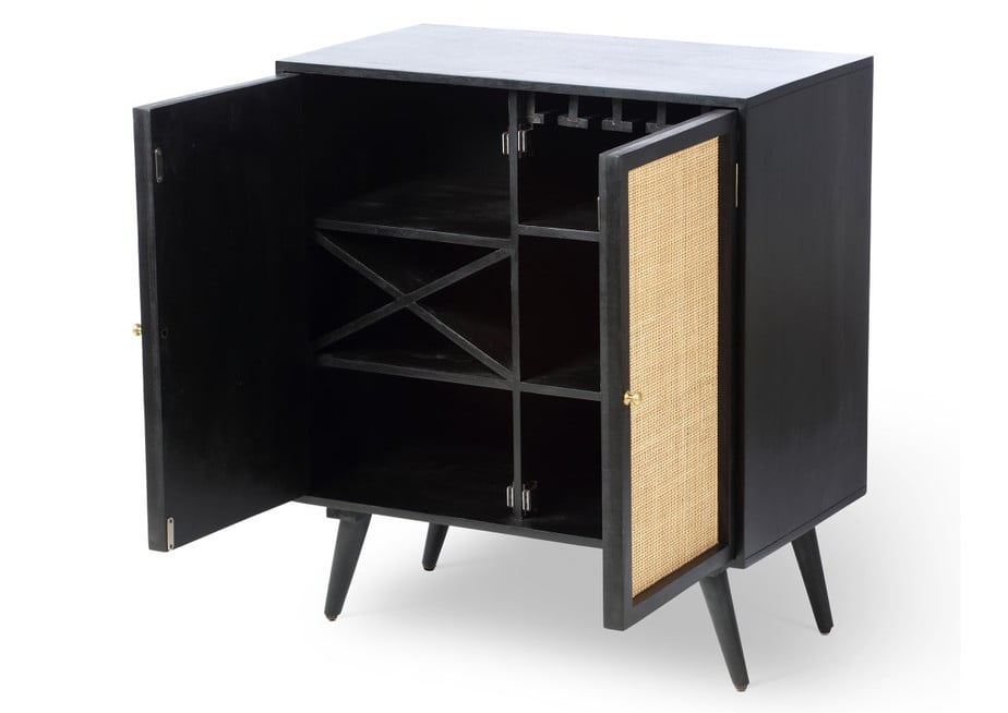 black wine cabinet doors open web