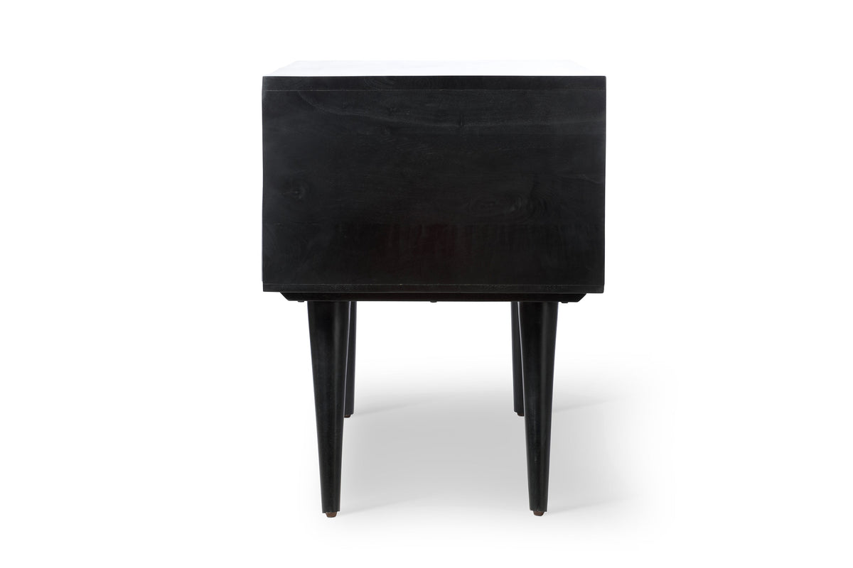 Venice 2 Drawer Cane and Wood Dressing Table Desk & Chair Set in Black