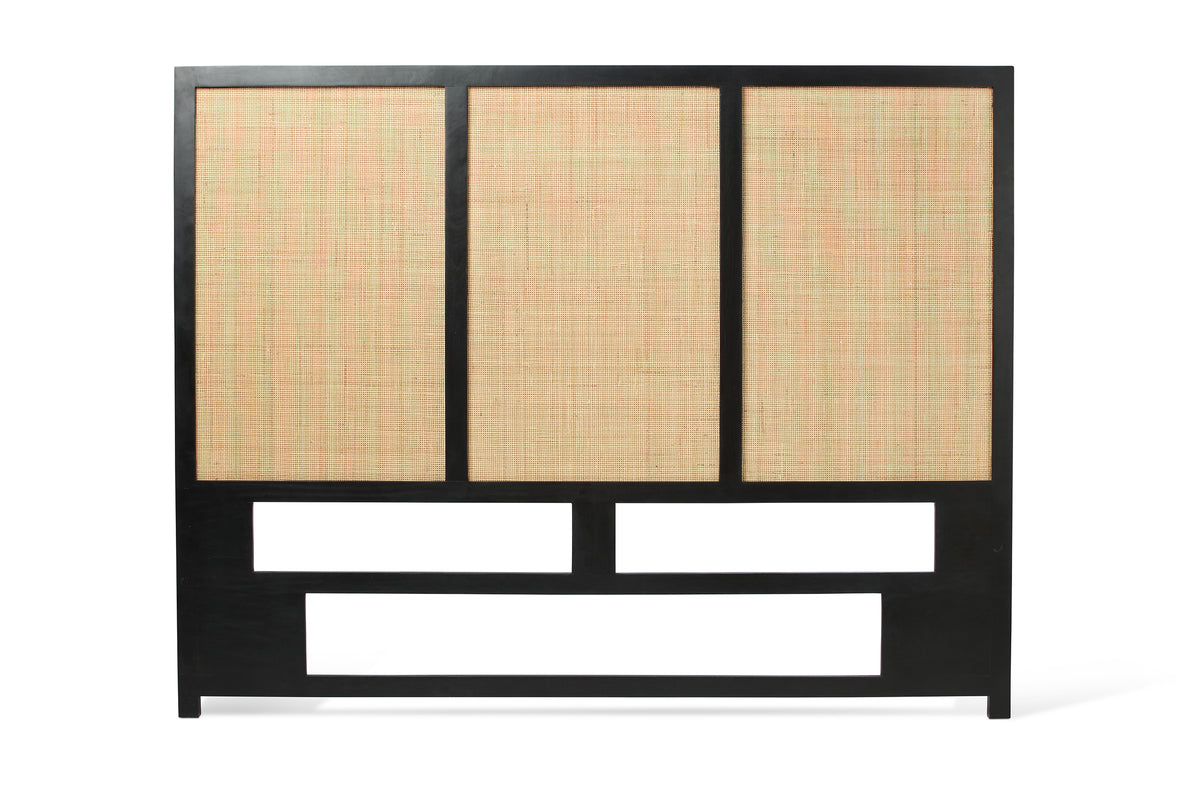 Venice Rattan & Wood Headboard for King Beds in Black