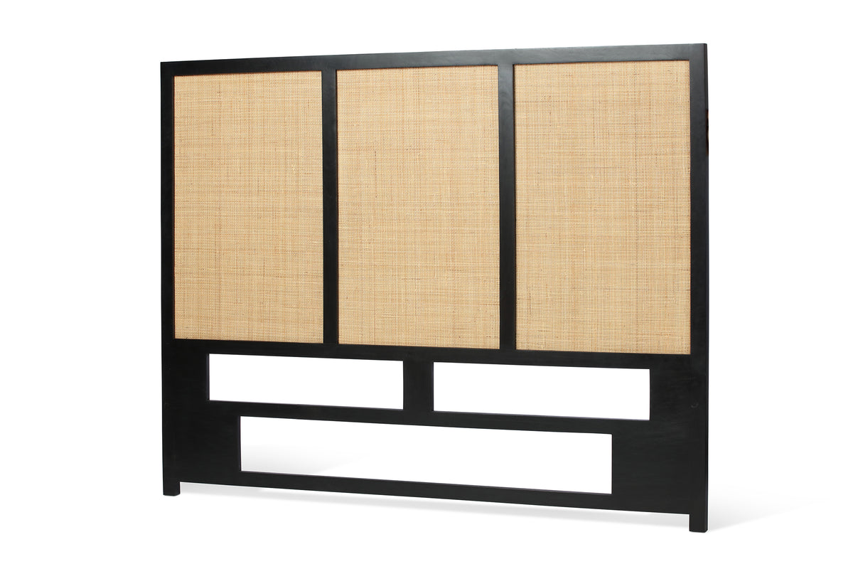 Venice Rattan & Wood Headboard for King Beds in Black