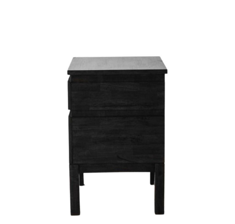 Boho Black Mango Wood Bedside Table 2 Drawer Boutique