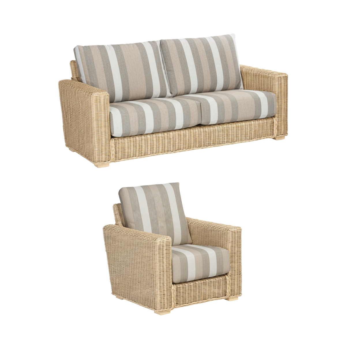 Burford 3 Seater Sofa and Armchair in Duke Beige Stripe