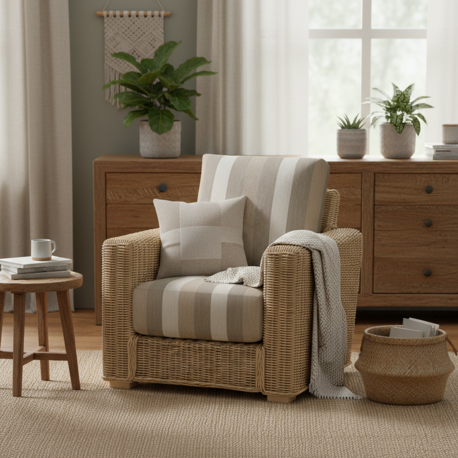 Burford Armchair in Duke Beige Stripe