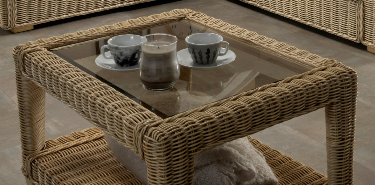 Burford Handmade Wicker Coffee Table with Storage Shelf