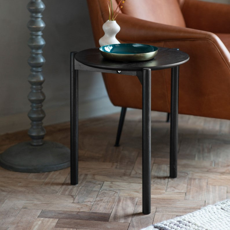 Burley Wooden Round Side Table Black