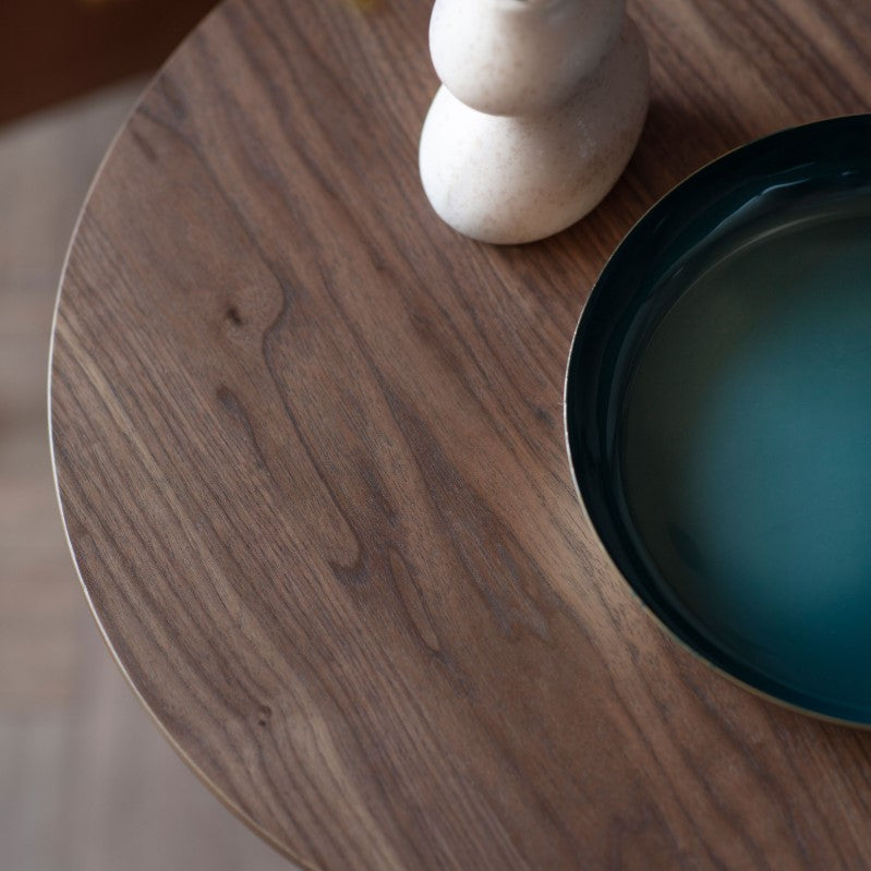 Burley Wooden Round Side Table Walnut