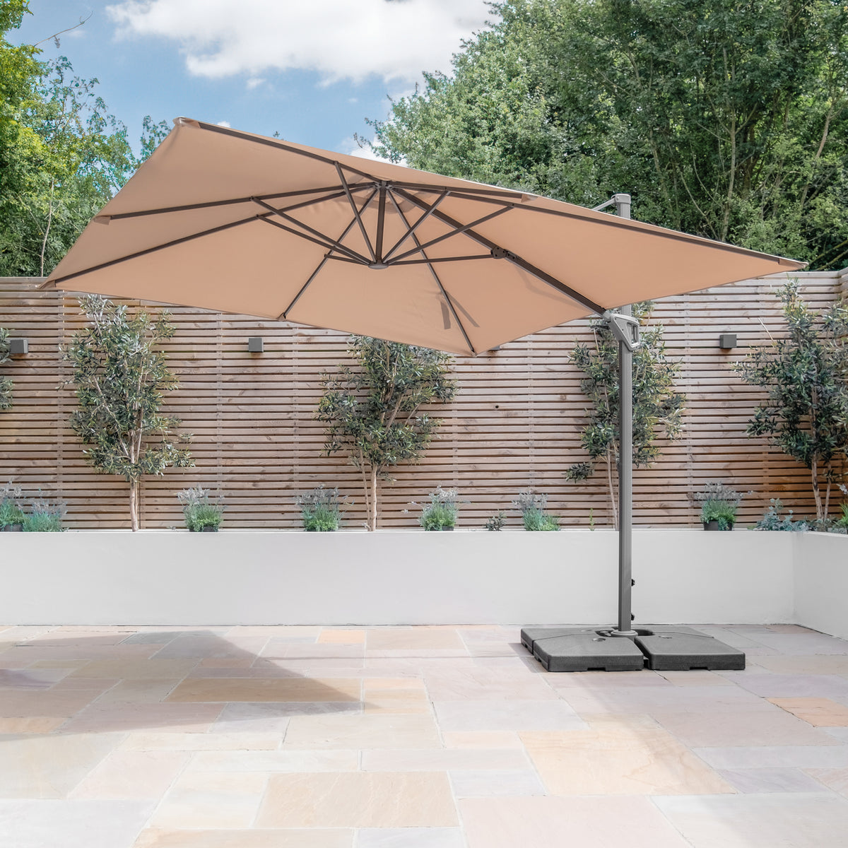 Halo 3m x 3m Square Rotating Cantilever Parasol in Beige