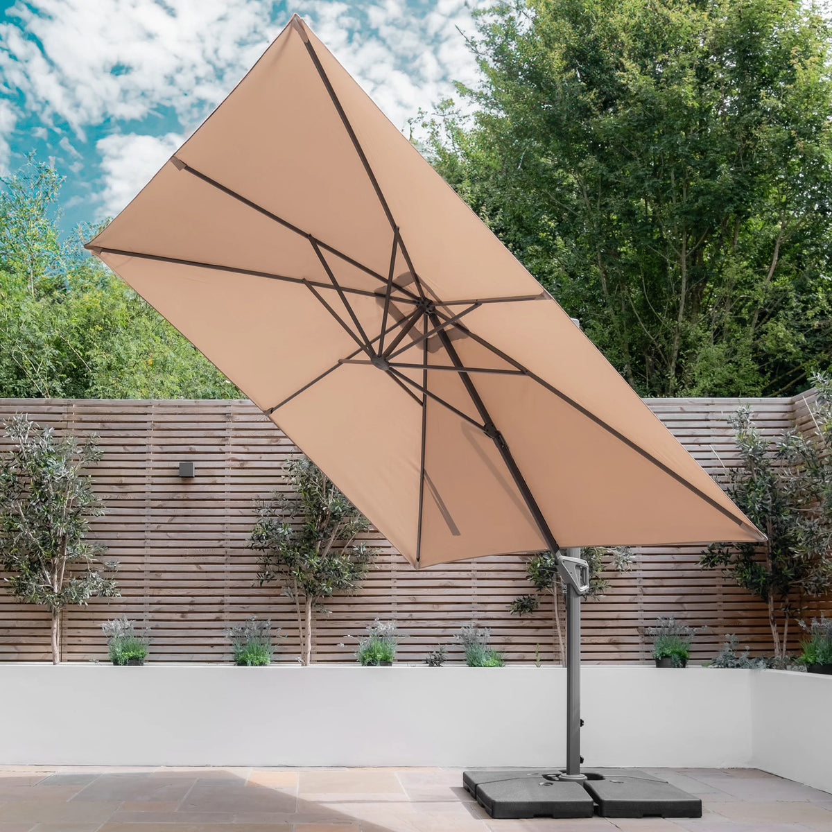 Halo 3m x 3m Square Rotating Cantilever Parasol in Beige