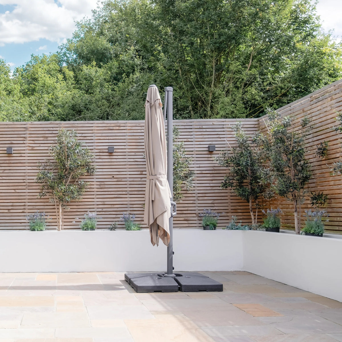 Halo 3m x 3m Square Rotating Cantilever Parasol in Beige