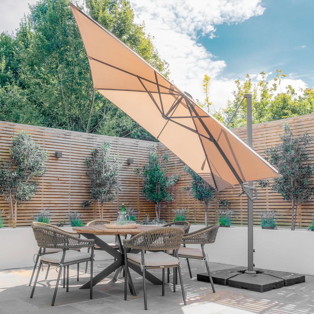 Halo 3m x 3m Square Rotating Cantilever Parasol in Beige