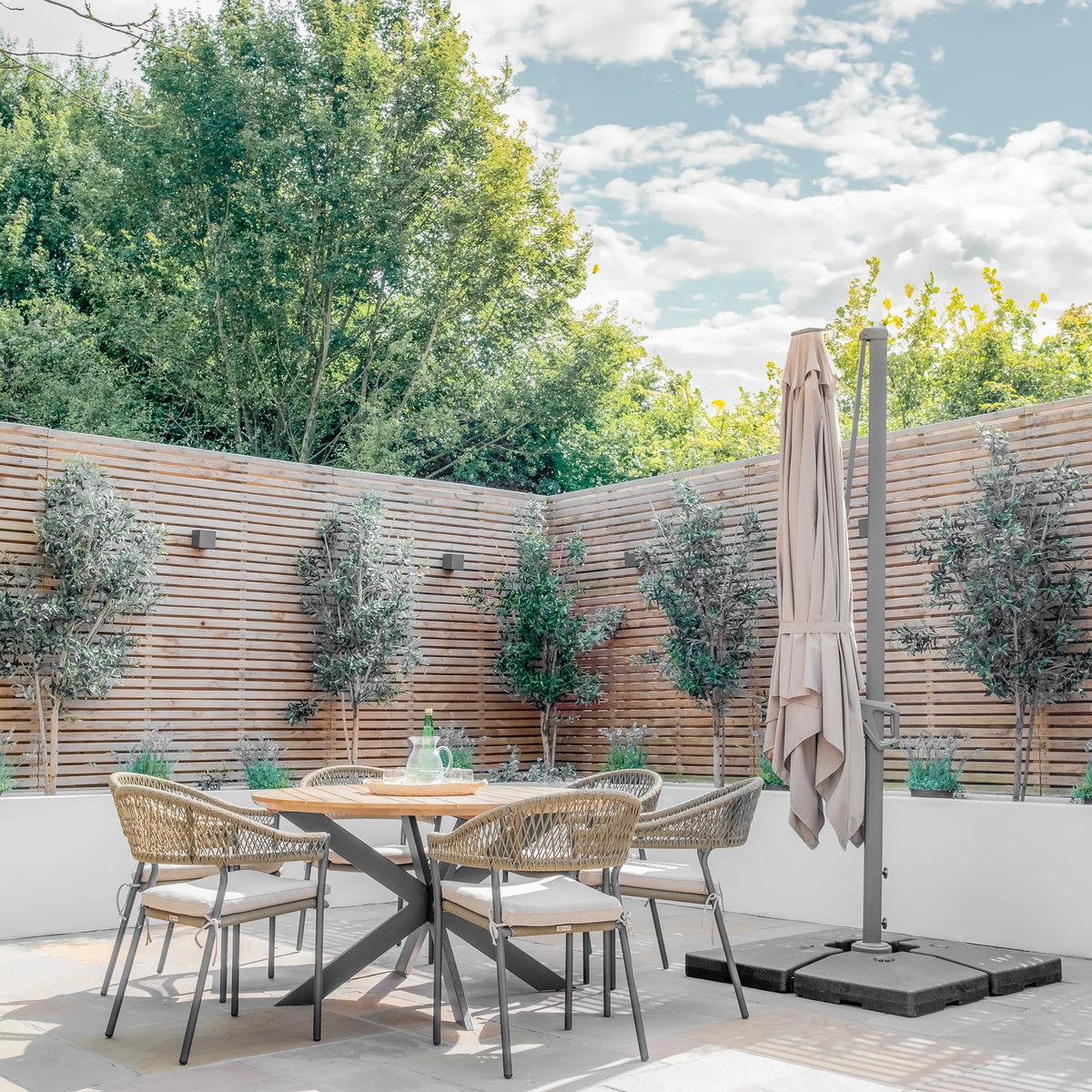 Halo 3m x 3m Square Rotating Cantilever Parasol in Beige