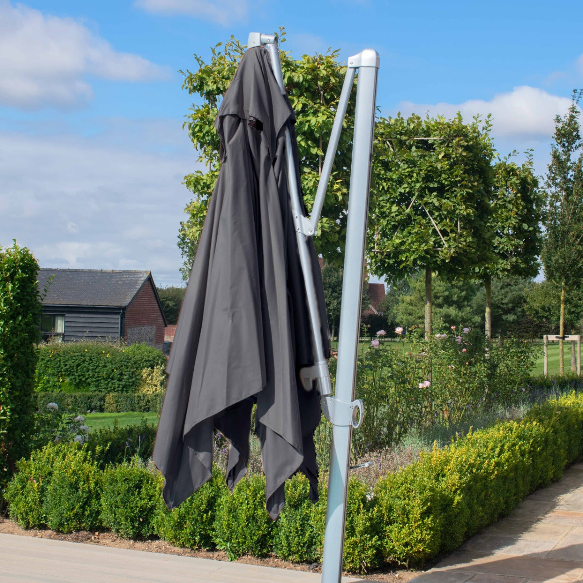 grey cantilever parasol square 3m with led lights