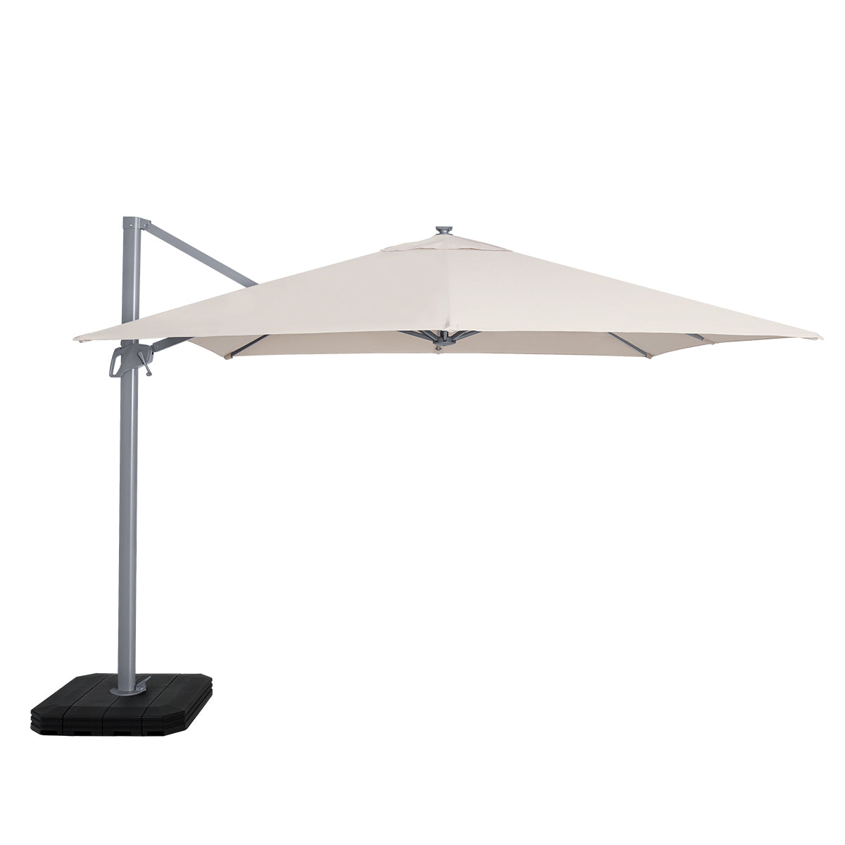 beige cantilever parasol square 3m with led lights