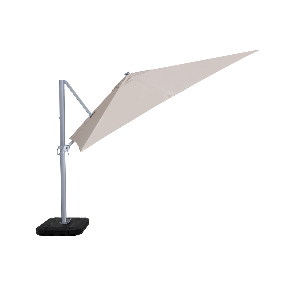 beige cantilever parasol square 3m with led lights