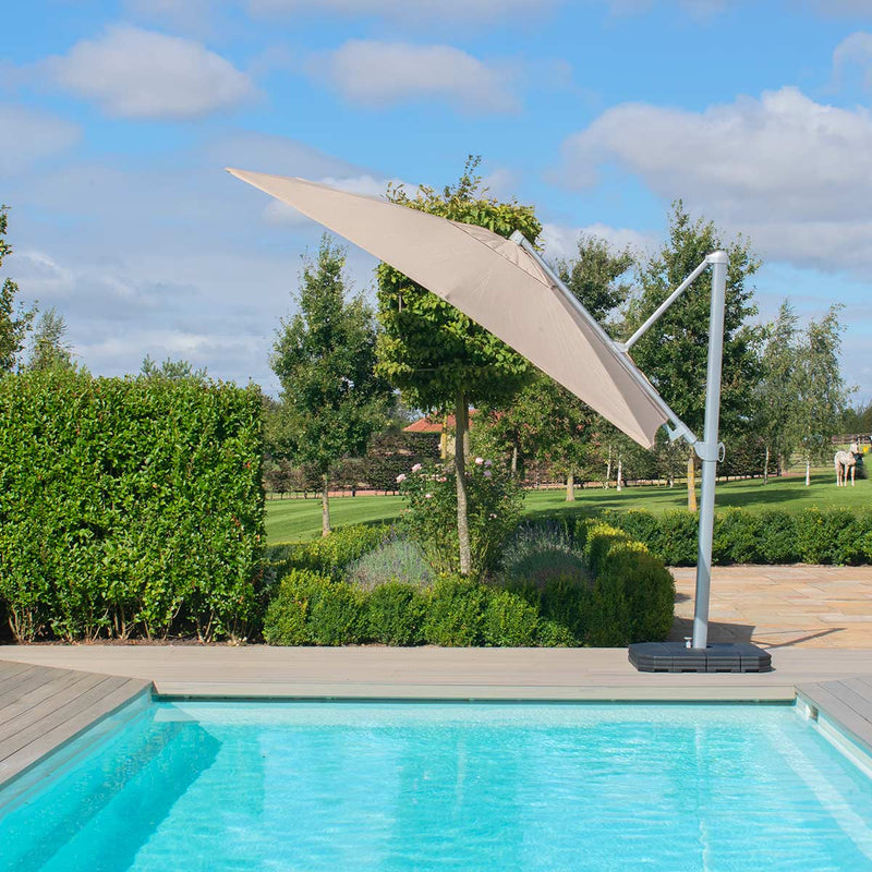 beige cantilever parasol square 3m with led lights