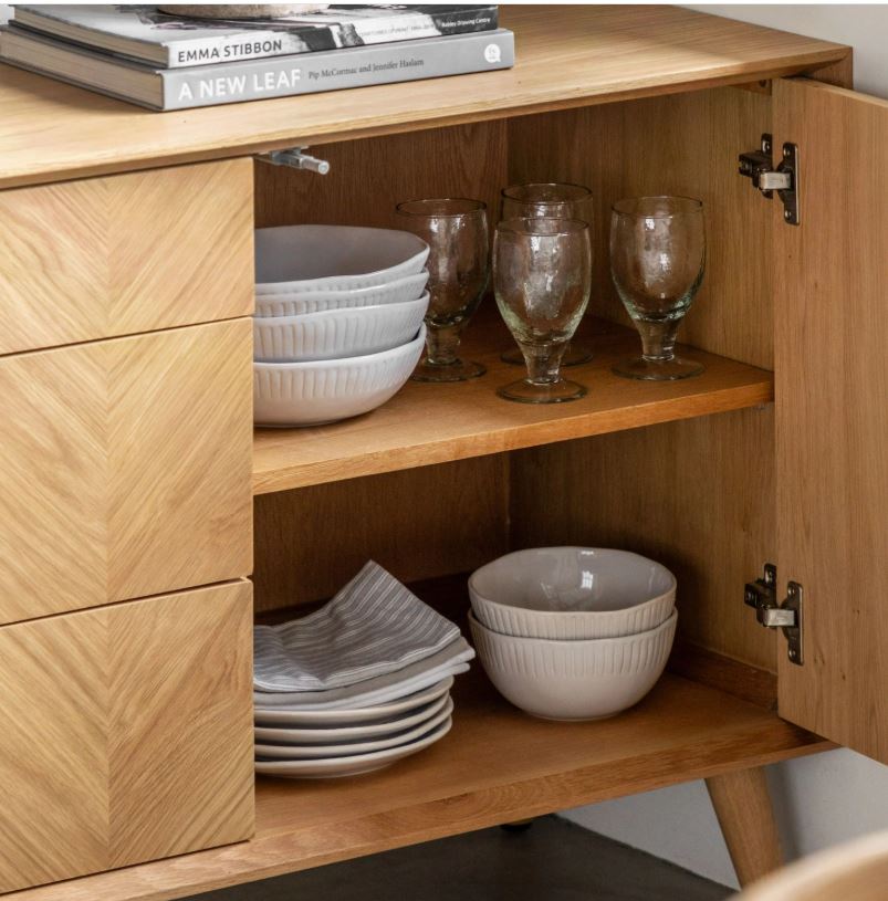 Mitrina Wide Oak 2 Door & 3 Drawer Sideboard Cabinet