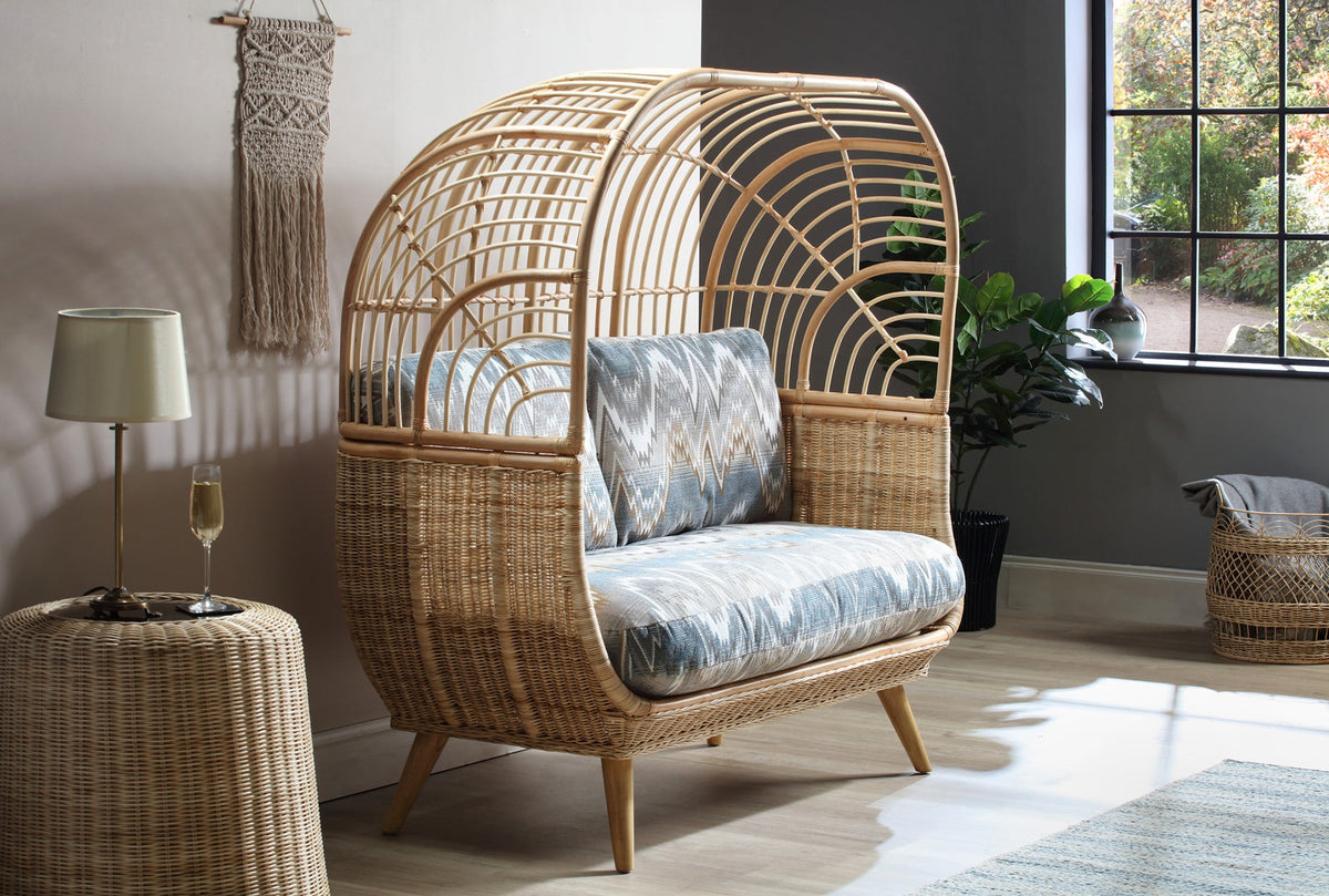 Natural Rattan Cocoon Sofa in Alpine