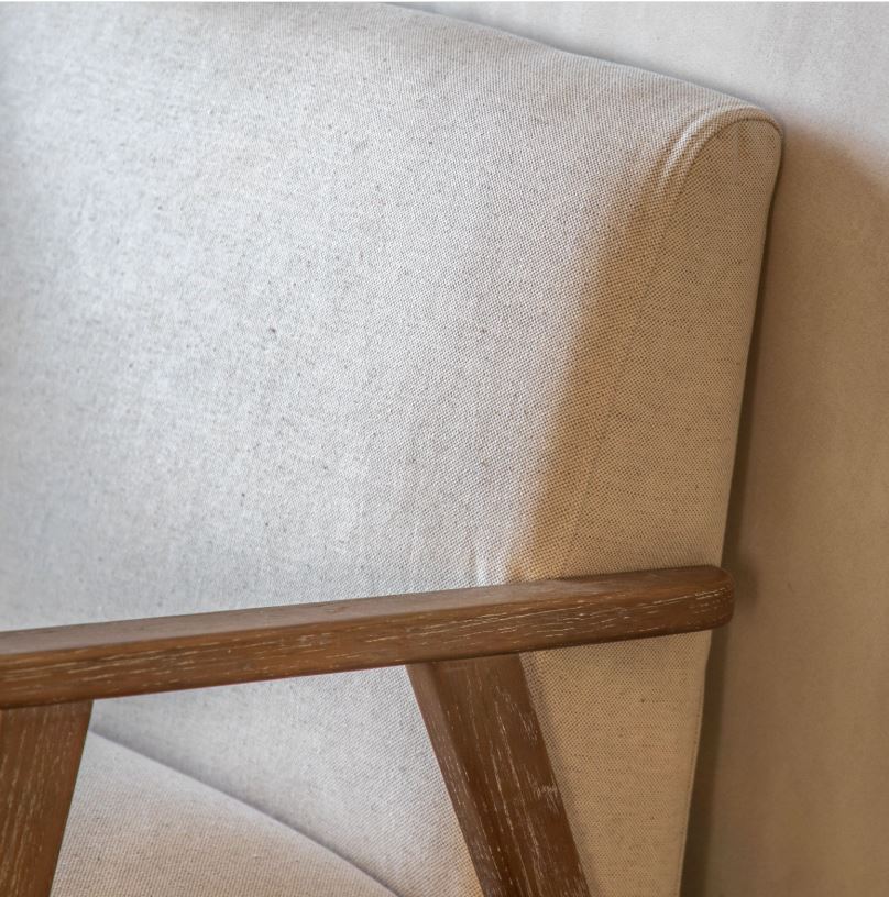 Neto Wooden 2 Seater Sofa Natural Linen