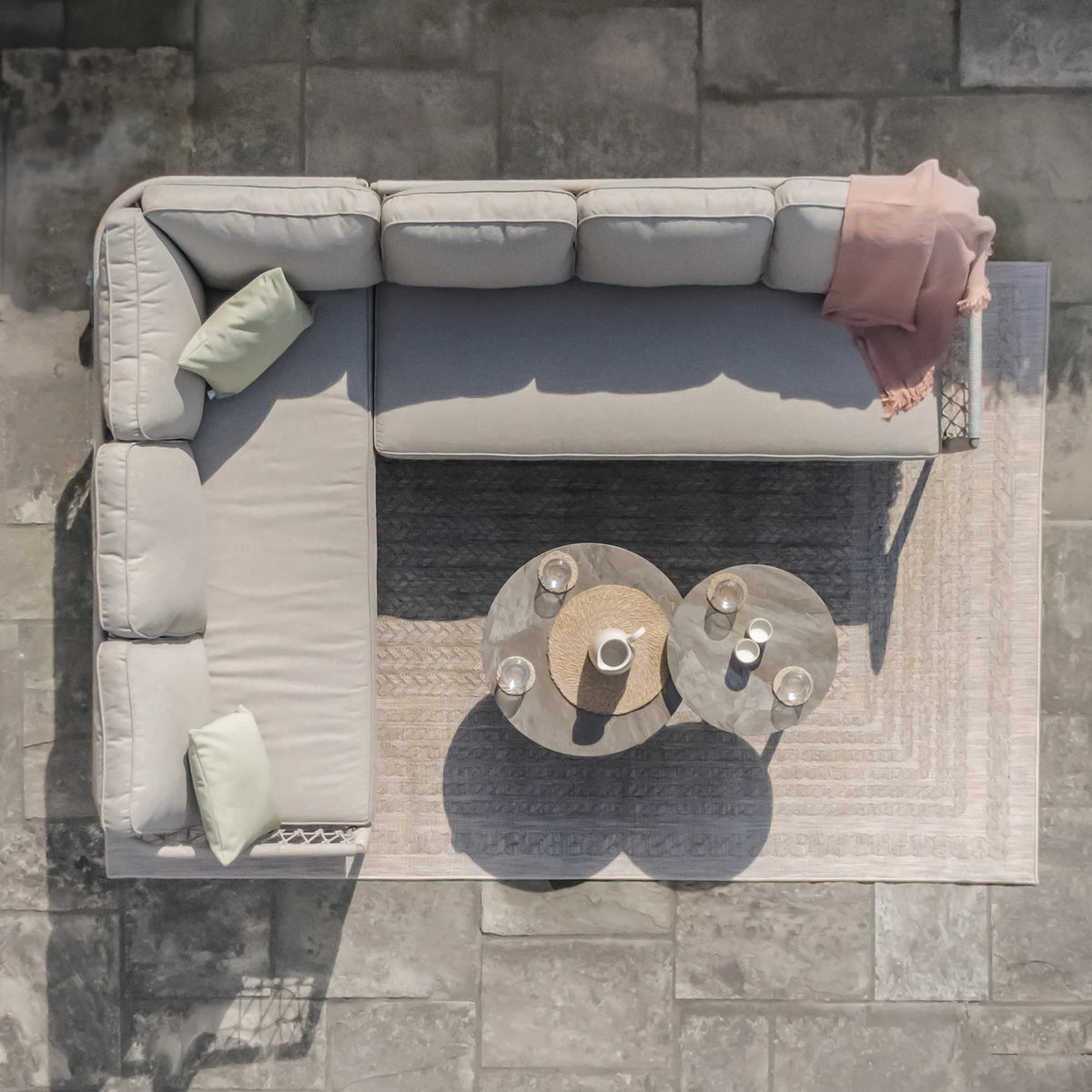 Cannes Large Corner Sofa Set - Cool Linen
